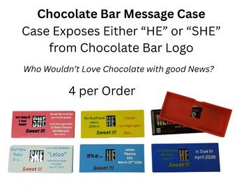 Customized Announcement Chocolate Bar Case - Party Favor - Announcement Gift - 4 Pack