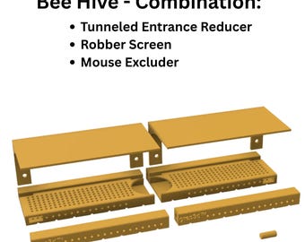 Bee Hive  Entrance Reducer, Robber Defense Tunnel, Sun/Rain/Snow Visor, & Mouse Excluder-  Protection for Stronger, Healthier Colonies