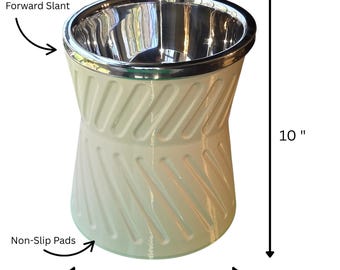 Ergonomic Raised Pet Bowl Stand, Slanted,  with 8 Cup Stainless Steel Bowl - Strong, Non-Slip, Modern Design, 10x9x9 Inches