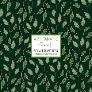 Green Leaf Seamless Pattern: Botanical Digital Paper for Scrapbooking (JPG, PNG, AI)