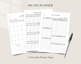 Planer Życia do Wydruku: Dzienny, Tygodniowy, Miesięczny Tracker (PDF i PNG)