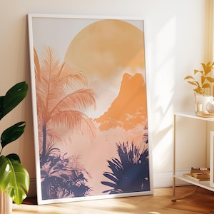 Paesaggio tropicale Sunset Art - Stampa moderna della natura, arredamento contemporaneo per la casa, carta di qualità pregiata