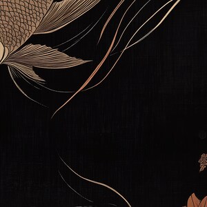 Japanese Koi Fish Art - Serene Oriental Wall Décor, Abstract Fish Painting on Canvas, Modern Minimalist Art, Sustainable Framed Artwork