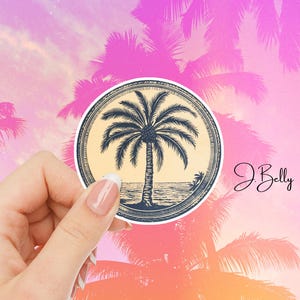 Vintage Palm Tree Sticker: Coastal Boho Waterproof Vinyl Decal