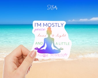 Funny Yoga Sticker | Peace Love Light Go Yourself Vinyl Decal | Cheeky Meditation Sticker |  Yoga Gift Idea
