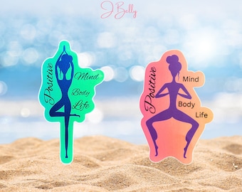 Positive Mind Body Life Yoga Sticker | Motivational Vinyl Decal | Waterproof Meditation Sticker | Yogi Gift