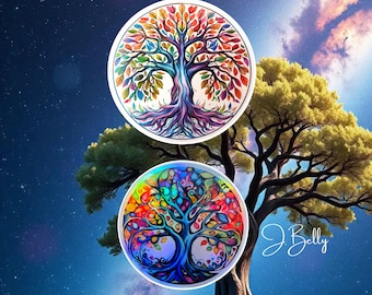Holographic Tree of Life Sticker | Tree of Life | Positive Vibes | Yoga Lovers Decal for Water Bottles, Laptops, and Journals