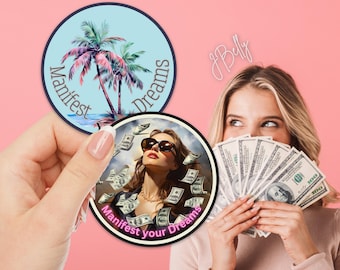 Manifest Your Dreams Money Sticker, Abundance Law of Attraction Vinyl Decal, Positive Mindset Waterproof Sticker, Wealth Manifestation