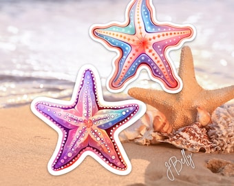 Pastel Starfish Vinyl Sticker: Waterproof Coastal Decal