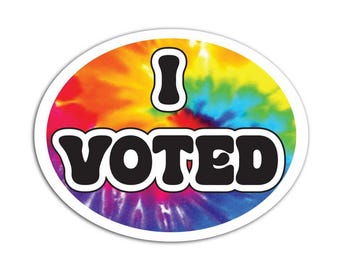 I Voted Sticker, Rainbow Voting Sticker, Tie Dye Election Day Sticker, Colorful Voter Sticker, Vote Sticker, Poll Worker Election Decal
