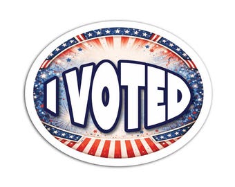 I Voted Sticker, Patriotic Voting Sticker, Election Day Sticker, Red White Blue Voter Decal, Poll Worker Sticker, Voting Day Sticker