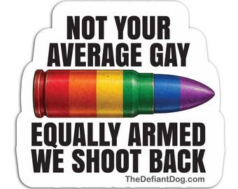 Not Your Average Gay Sticker, LGBTQ Gun Rights Decal, Armed Gay Sticker, Pride Gun Sticker, 2A LGBTQ Decal, Gay Gun Owner Magnet