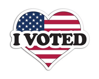 I Voted Stickers, American Flag Heart Voting Sticker, Patriotic Election Day Stickers, Poll Worker Voter Stickers, Bulk Voting Decals