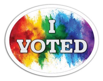 I Voted Sticker, Election Day Sticker, Voting Sticker, Patriotic or Rainbow I Voted Decal, Voter Sticker, Poll Worker Election Sticker