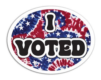 I Voted Sticker, Patriotic Tie Dye Voting Sticker, Election Day Sticker, Red White Blue Voter Sticker, Vote Decal, Poll Worker Sticker
