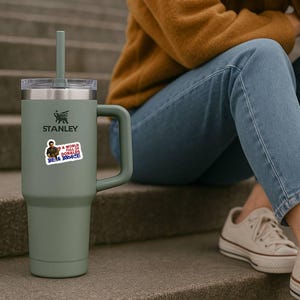 In a World Full of Donalds Be a Bruce political tumbler sticker waterproof vinyl decal on insulated cup