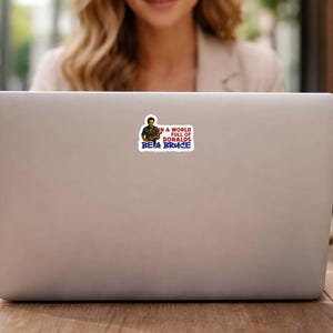 In a World Full of Donalds Be a Bruce anti Trump political laptop sticker red white blue vinyl decal for activism