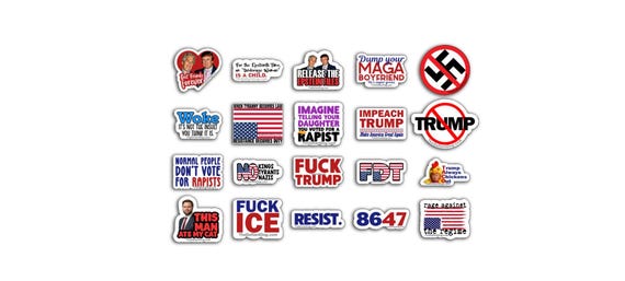 Anti-Trump Sticker Pack - Political Vinyl Decals - Weatherproof & Anti-Fascist