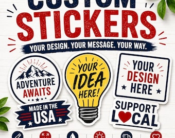 Custom Stickers Bulk, Custom Logo Stickers, Personalized Vinyl Stickers, Laminated, Waterproof Die Cut Stickers for Business, Events & Brand