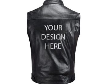 Chaleco de cuero para motociclista con bordado personalizado: estilo personalizado para clubes de motociclistas.