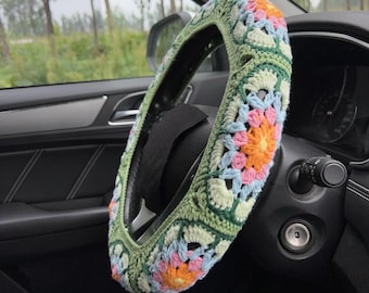 Sunflower Car Steering Wheel Cover,Crochet Steering Wheel Cover,Cute Steering Wheel Cover,Men and Women car accessories,car gift
