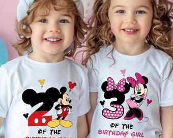 Camiseta de cumpleaños personalizada de Mickey y Minnie, camiseta a juego familiar de Disney