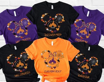 Maglietta personalizzata di Topolino e Minnie per Halloween, viaggio di famiglia a Disney per Halloween