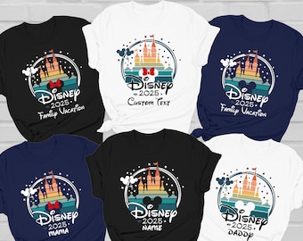 Disney-Familien-Shirts, Mickey- und Minnie-Schloss-Shirts – personalisierte Familienurlaubs-Shirts