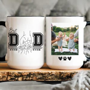 First Time Fathers Day Photo Collage Mug, Personalized Photo New Dad Image Mug for Daddy Picture Collage Christmas gift Cup Text Grandpa