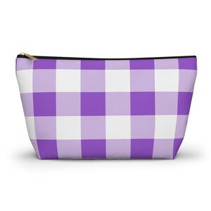 Charming Purple Checkered Accessory Pouch | Makeup Bag, Travel Organizer, Gift for Her, Cute Clutch, Trendy Purse