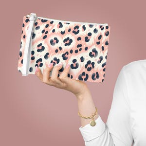 Leopard Print Clutch Bag, Chic Evening Purse, Makeup Organizer, Trendy Handbag, Gift for Her, Fashion Accessory