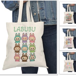 LABUBU Tote Bag, Eco-Friendly Shopping Tote, Reusable Grocery Bag, Labubu Lovers, Labubu shopping bag, Labubu characters