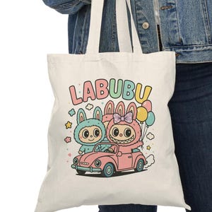 LABUBU Tote Bag, Eco-Friendly Shopping Bag, Labubu Lovers Gift, Reusable Grocery Tote, Fun Everyday Bag, Labubu Character Bag