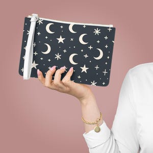 Bolsa de mão celestial: estilo noite estrelada, perfeita para festas, encontros românticos ou um dia chique - acessório cósmico, presente para ela, lua e estrelas