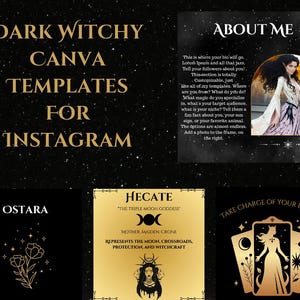 Dark Witchy Customizable Canva Premium Templates for Instagram Posts Spiritual Healer Witch Celestial