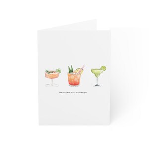 Wenskaarten, cocktailontwerp, The Happiest Hours Are with You, set van 10, briefpapier, gelegenheidskaarten, handgemaakte kaarten, blanco notitiekaarten,