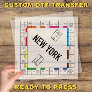 New York Monopoly DTF Transfer, Carrie New York Monopoly Ready To Press, And Just Like That Heat Press, New York City Monopoly DTF Prints
