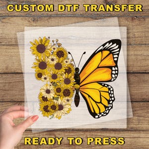 Flower Butterfly Dtf Transfer, Wildflower Ready To Press, Floral Prints, Boho Flowers Dtf, Butterfly Dtf, Gift For Her, Full Color Transfer