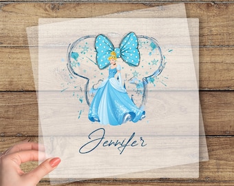 Cinderella Princess DTF Transfer, Custom Name Shirt, Personalized Disney, Ready to Press, Vintage Print, Disney Family Vacation Heat Press