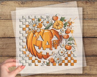 Fall Pumpkin Flowers DTF Transfer, Floral Pumpkin Ready To Press, Retro Halloween Pumpkin Print, Floral Graphic Dtf, Fall Vibes Women Dtf