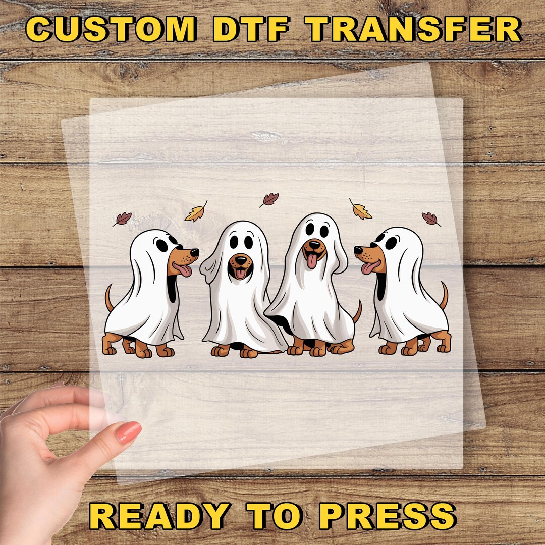 Dachshund Ghost DTF Transfer, Fall Dogs Ready to Press, Dog Lover Gift ...