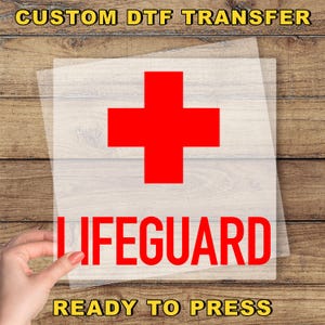 Lifeguard DTF Transfer, Red Cross Lifeguard Ready To Press, Lifeguard Team DTF Printing,Beach Patrol Heat Press, Lifeguard Gift, Rescue Team