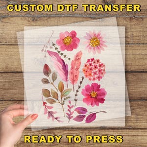 Vintage Boho Flowers DTF Transfer, Full Color Flowers High Quality Ready To Press, Wildflowers Transfer, Flower Graphic Print, Gift For Her