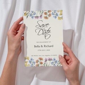Save the Date Wedding Invitation Template | Boho Wildflower Invitation | Custom Save the Date | Printable Wedding | Instant Download | PDF