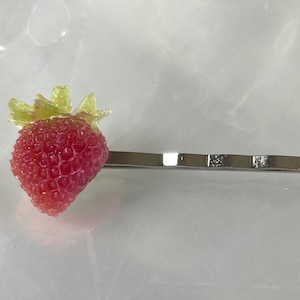 Strawberry Barrette, Berry Bobby Pin, Fruit Accessory, Strawberry Hair Pin