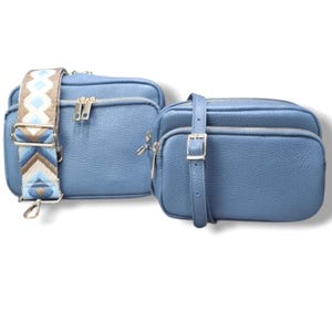 Handmade Denim Blue Italian Leather Crossbody Bag Handmade Real Leather Purse Blue Shoulder Bag for Women Everyday Bag Gift for Her