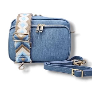 Handmade Denim Blue Italian Leather Crossbody Bag Handmade Real Leather Purse Blue Shoulder Bag for Women Everyday Bag Gift for Her