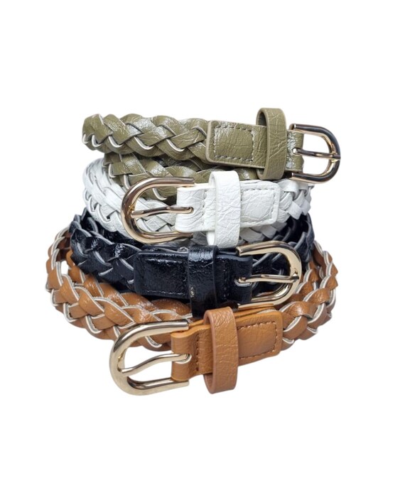 Vegan Leather Woven Belt: Adjustable Braided Waist Belt