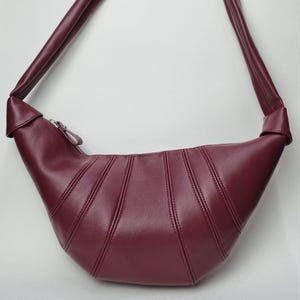 Burgundy Vegan Leather Crossbody Bag Faux Leather Purse Burgundy Shoulder Bag Eco Friendly Minimalist Handbag Wine Red Leather Gifts for her