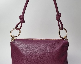 Burgundy Real Leather Clutch Bag Wine Red Shoulder Bag Burgundy Crossbody bag Evening Bag Burgundy Leather Handbag Gift for Her